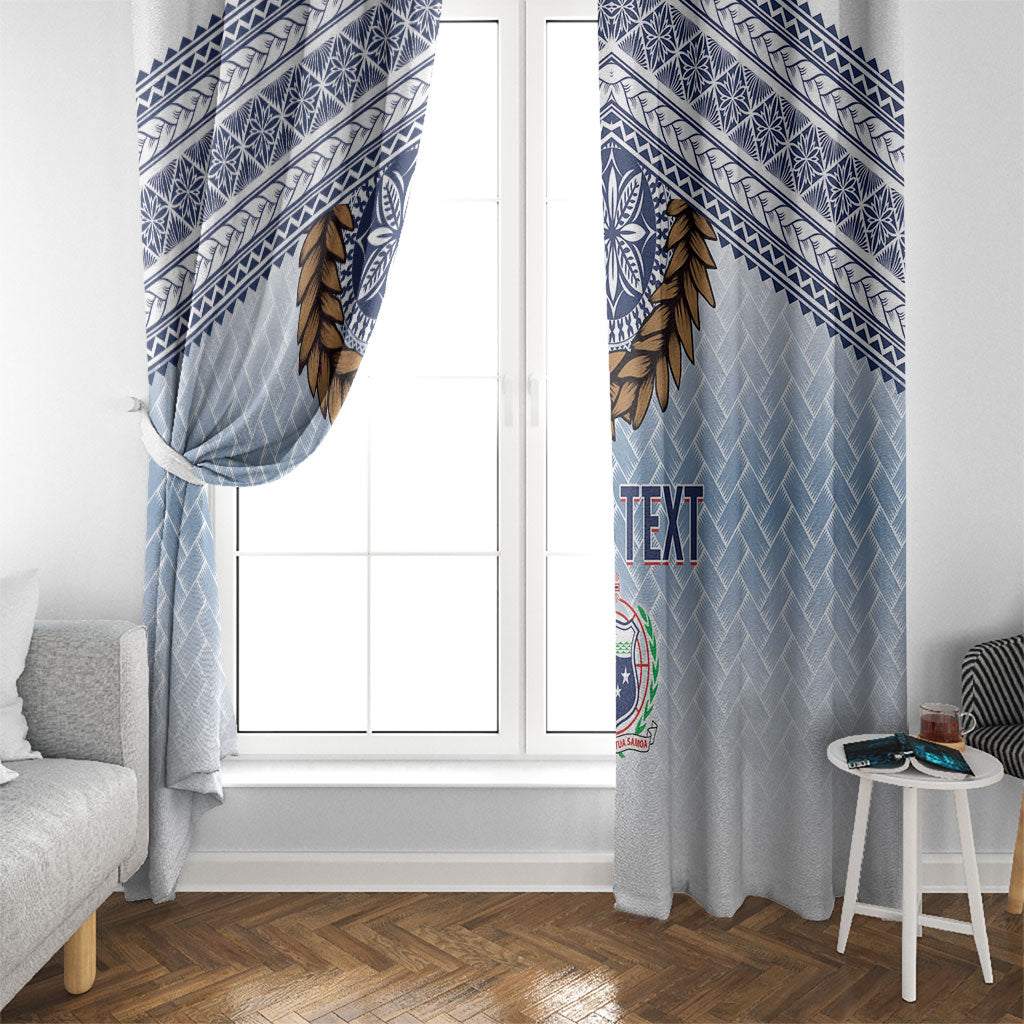 Manu Samoa Rugby Custom White Window Curtain ʻIe Toga Pattern With Brown Ula fala