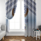 Manu Samoa Rugby Custom White Window Curtain ʻIe Toga Pattern With Brown Ula fala