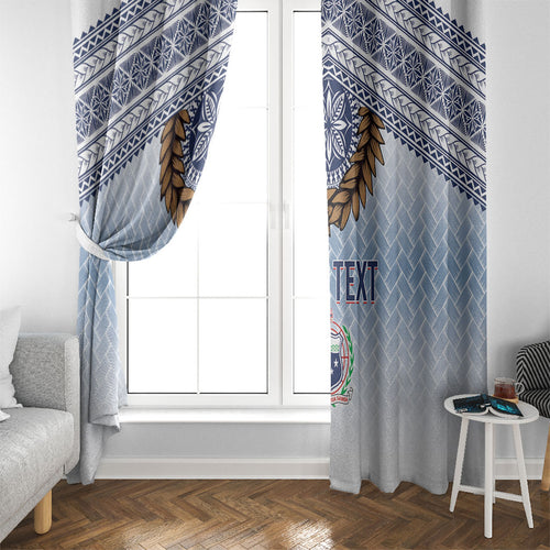 Manu Samoa Rugby Custom White Window Curtain ʻIe Toga Pattern With Brown Ula fala