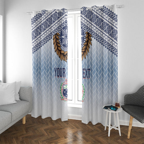 Manu Samoa Rugby Custom White Window Curtain ʻIe Toga Pattern With Brown Ula fala