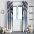 Manu Samoa Rugby Custom White Window Curtain ʻIe Toga Pattern With Brown Ula fala