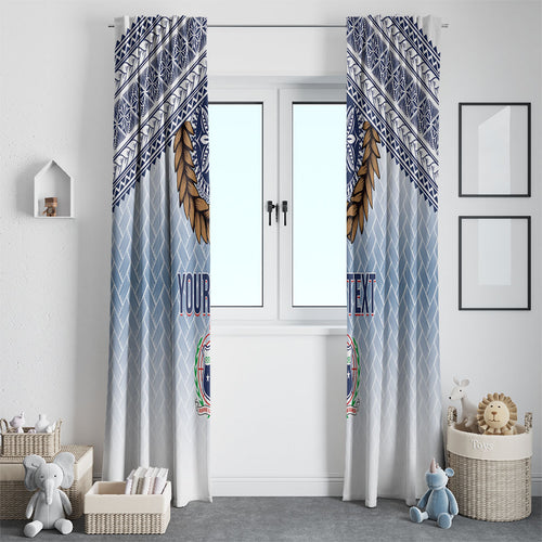 Manu Samoa Rugby Custom White Window Curtain ʻIe Toga Pattern With Brown Ula fala