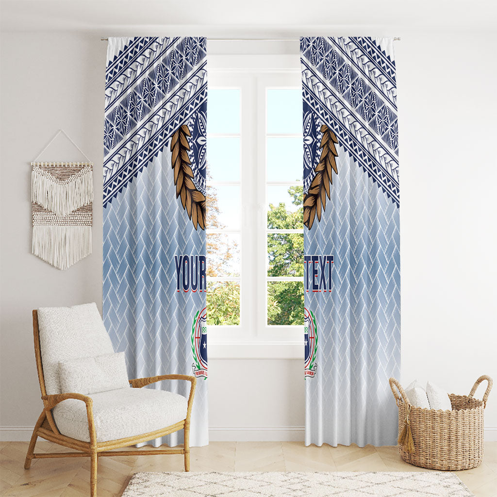 Manu Samoa Rugby Custom White Window Curtain ʻIe Toga Pattern With Brown Ula fala