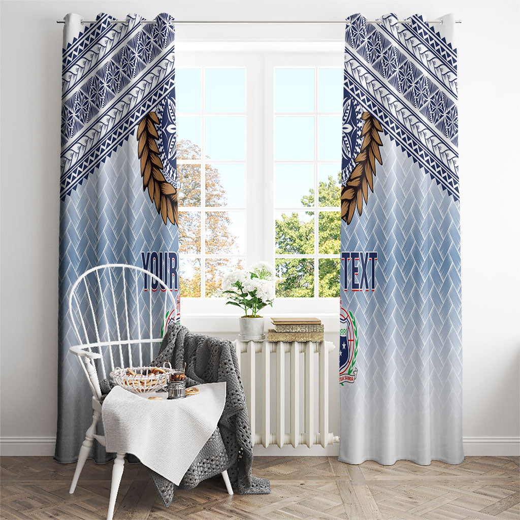 Manu Samoa Rugby Custom White Window Curtain ʻIe Toga Pattern With Brown Ula fala