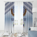 Manu Samoa Rugby Custom White Window Curtain ʻIe Toga Pattern With Brown Ula fala