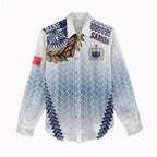 Manu Samoa Rugby Custom White Women Casual Shirt ʻIe Toga Pattern With Brown Ula fala