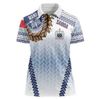 Manu Samoa Rugby Custom White Women Polo Shirt ʻIe Toga Pattern With Brown Ula fala