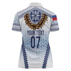 Manu Samoa Rugby Custom White Women Polo Shirt ʻIe Toga Pattern With Brown Ula fala