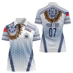 Manu Samoa Rugby Custom White Women Polo Shirt ʻIe Toga Pattern With Brown Ula fala