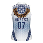 Manu Samoa Rugby Custom White Women Sleeveless Polo Shirt ʻIe Toga Pattern With Brown Ula fala