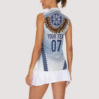 Manu Samoa Rugby Custom White Women Sleeveless Polo Shirt ʻIe Toga Pattern With Brown Ula fala