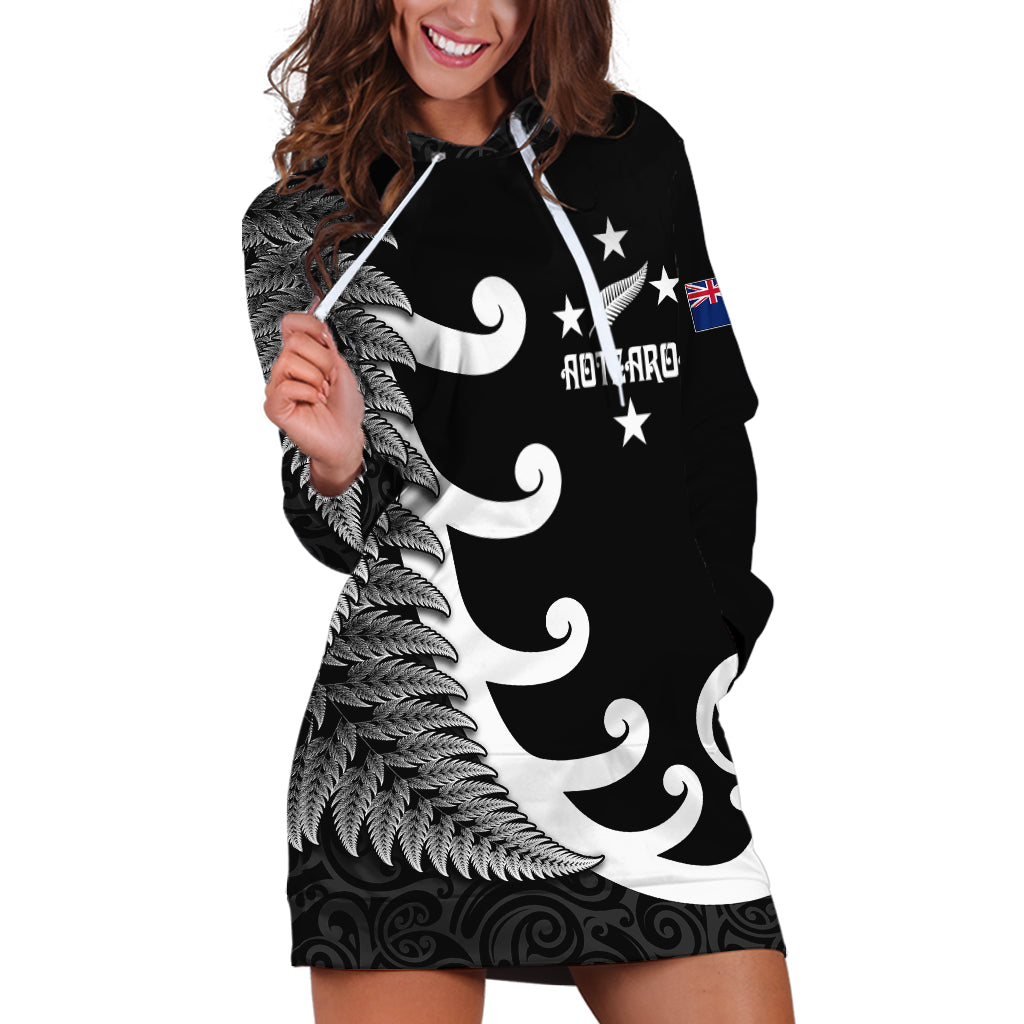 personalised-new-zealand-rugby-hoodie-dress-aotearoa-silver-fern-koru-maori-style