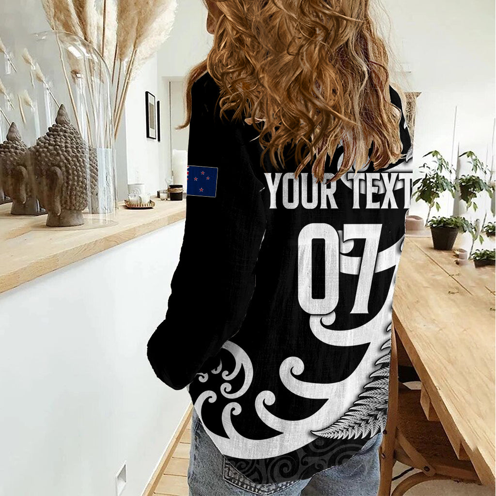 Personalised New Zealand Rugby Women Casual Shirt Aotearoa Silver Fern Koru Maori Style LT7