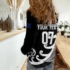Personalised New Zealand Rugby Women Casual Shirt Aotearoa Silver Fern Koru Maori Style LT7