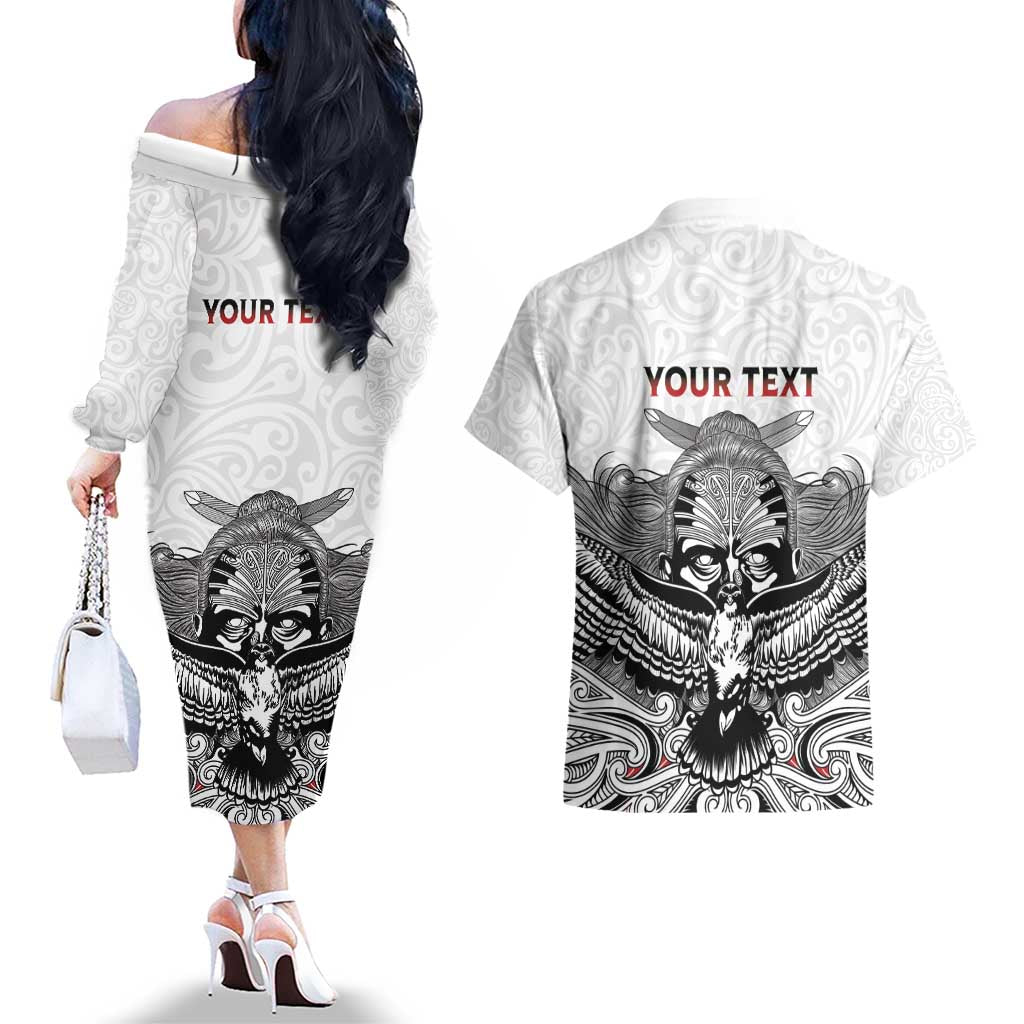 Aotearoa Personalized Couples Matching Off The Shoulder Long Sleeve Dress and Hawaiian Shirt Proud To Be Maori