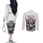 Aotearoa Personalized Couples Matching Off The Shoulder Long Sleeve Dress and Long Sleeve Button Shirt Proud To Be Maori