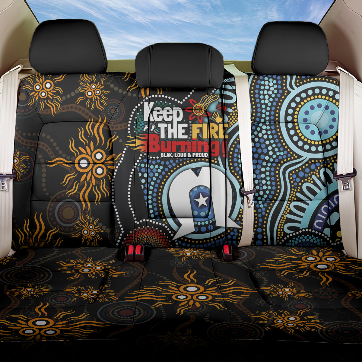 NAIDOC Week 2024 Aussie Aboriginal Back Car Seat Cover Sparks of Fire