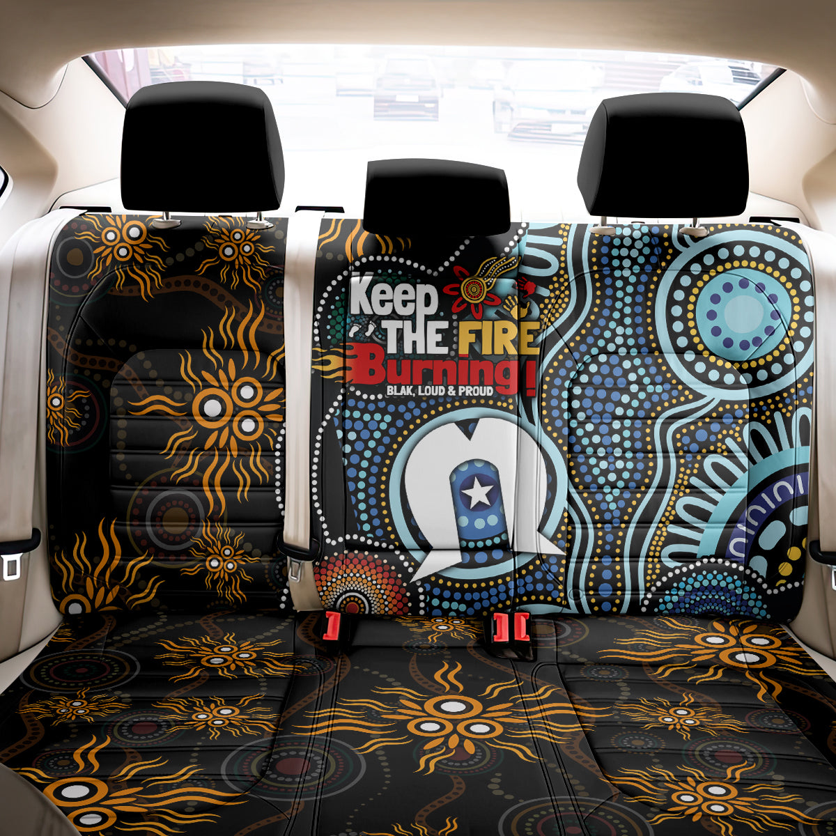 NAIDOC Week 2024 Aussie Aboriginal Back Car Seat Cover Sparks of Fire