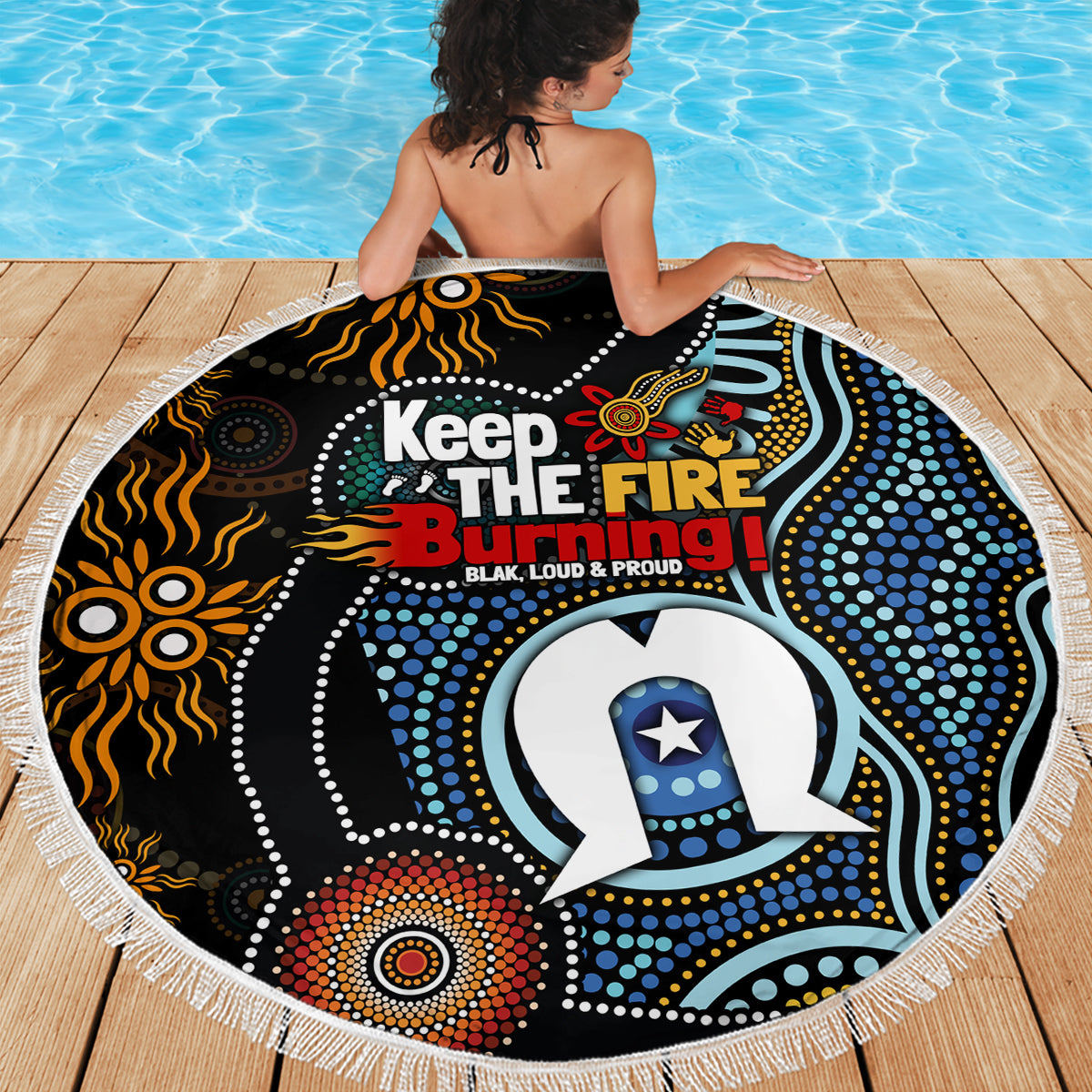 NAIDOC Week 2024 Aussie Aboriginal Beach Blanket Sparks of Fire