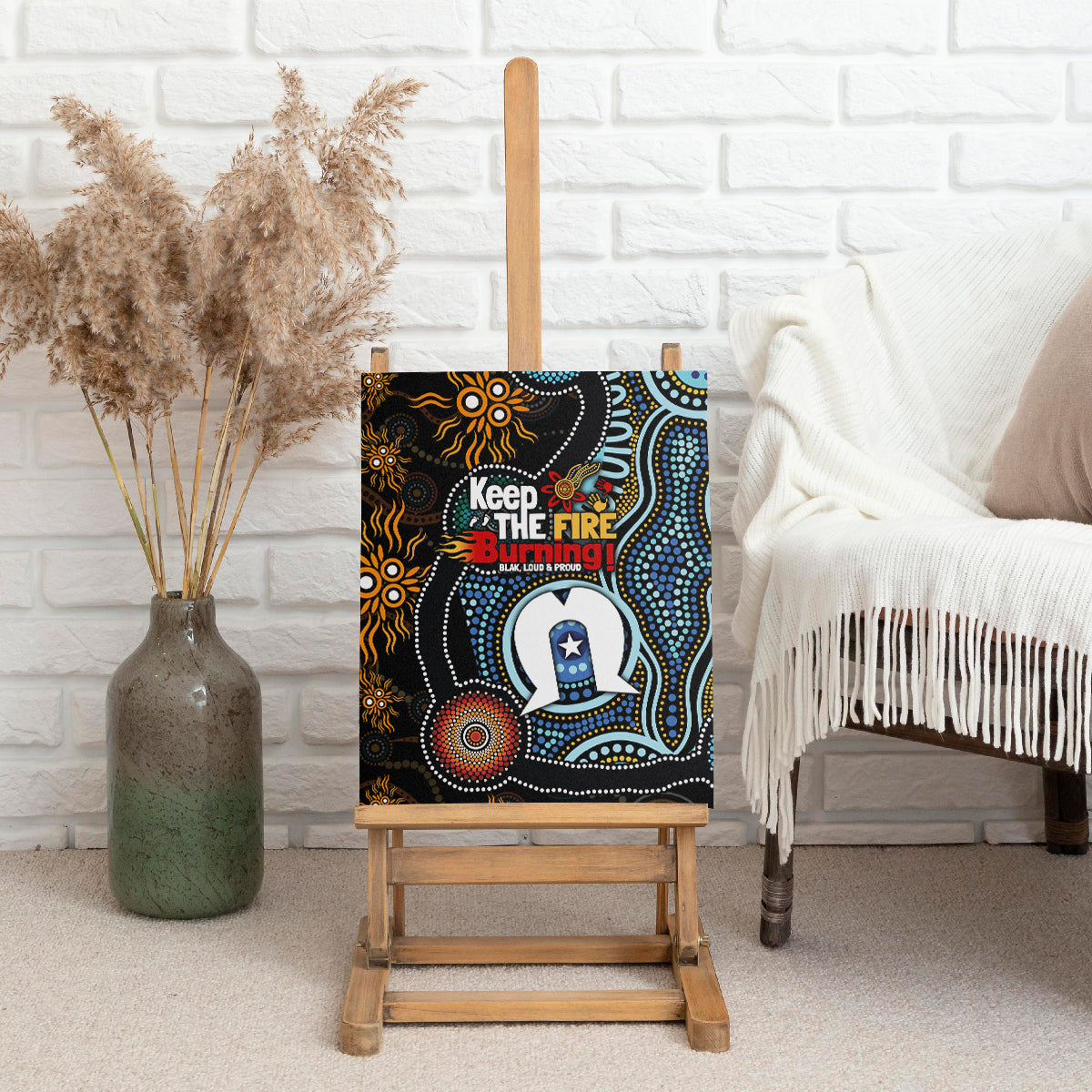 NAIDOC Week 2024 Aussie Aboriginal Canvas Wall Art Sparks of Fire