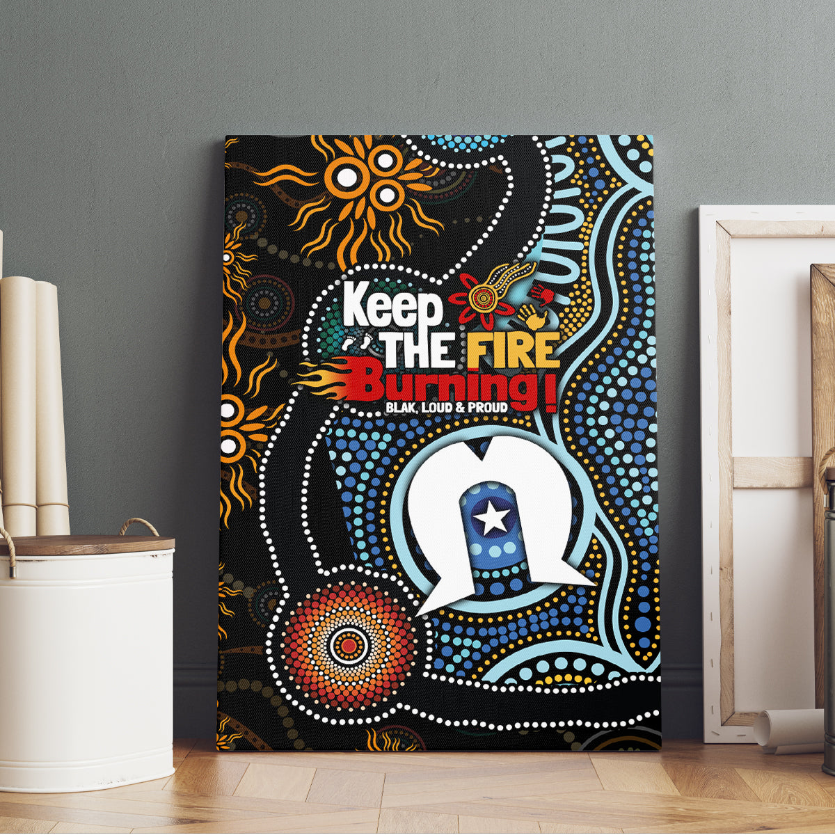 NAIDOC Week 2024 Aussie Aboriginal Canvas Wall Art Sparks of Fire
