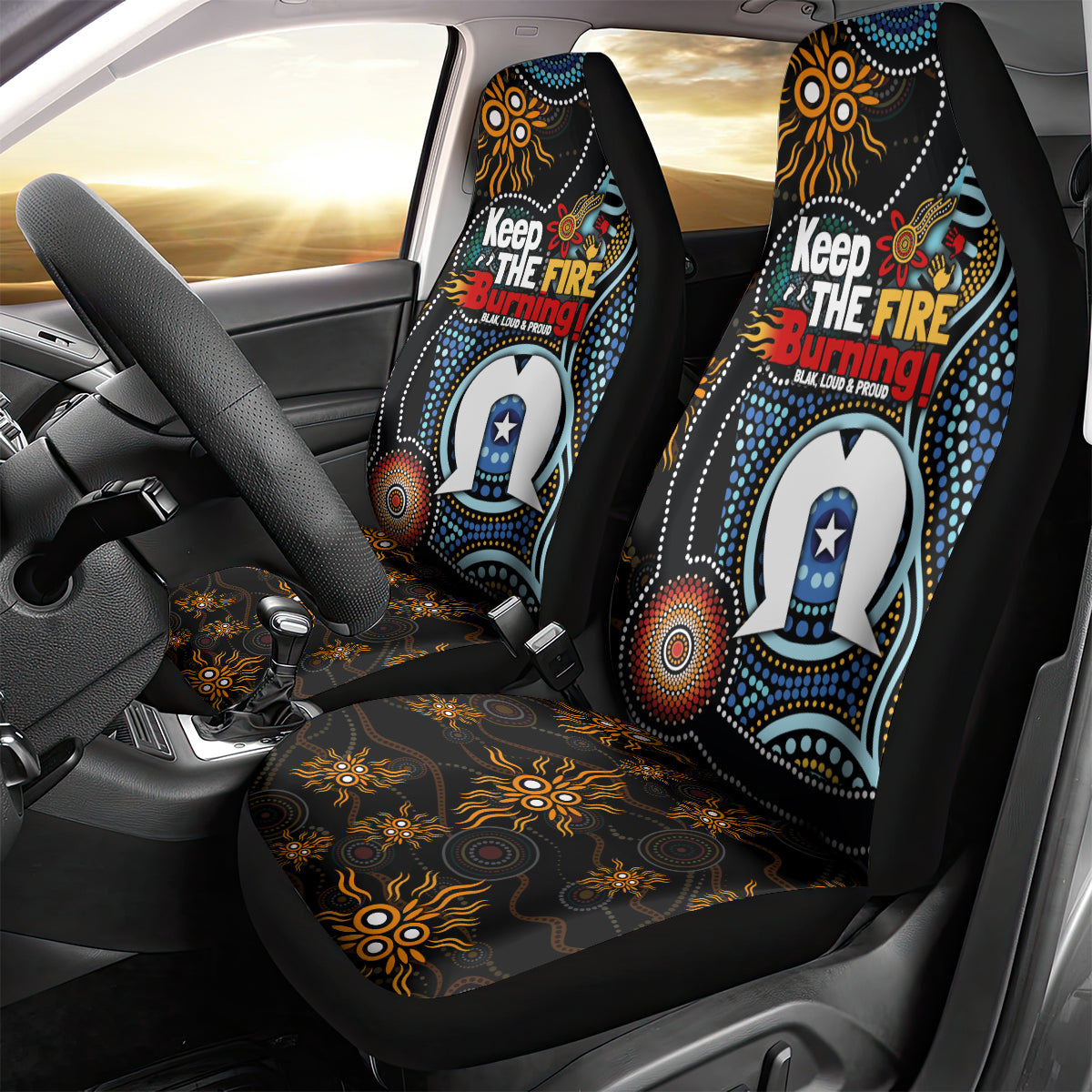 NAIDOC Week 2024 Aussie Aboriginal Car Seat Cover Sparks of Fire