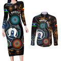 NAIDOC Week 2024 Aussie Aboriginal Couples Matching Long Sleeve Bodycon Dress and Long Sleeve Button Shirt Sparks of Fire