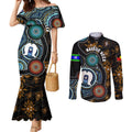 NAIDOC Week 2024 Aussie Aboriginal Couples Matching Mermaid Dress and Long Sleeve Button Shirt Sparks of Fire