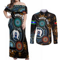 NAIDOC Week 2024 Aussie Aboriginal Couples Matching Off Shoulder Maxi Dress and Long Sleeve Button Shirt Sparks of Fire