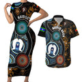 NAIDOC Week 2024 Aussie Aboriginal Couples Matching Short Sleeve Bodycon Dress and Hawaiian Shirt Sparks of Fire