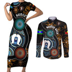 NAIDOC Week 2024 Aussie Aboriginal Couples Matching Short Sleeve Bodycon Dress and Long Sleeve Button Shirt Sparks of Fire