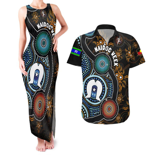 NAIDOC Week 2024 Aussie Aboriginal Couples Matching Tank Maxi Dress and Hawaiian Shirt Sparks of Fire