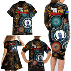 NAIDOC Week 2024 Aussie Aboriginal Family Matching Long Sleeve Bodycon Dress and Hawaiian Shirt Sparks of Fire