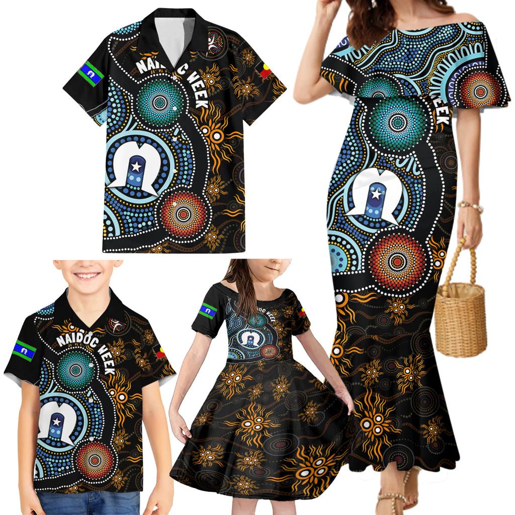 NAIDOC Week 2024 Aussie Aboriginal Family Matching Mermaid Dress and Hawaiian Shirt Sparks of Fire