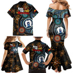 NAIDOC Week 2024 Aussie Aboriginal Family Matching Mermaid Dress and Hawaiian Shirt Sparks of Fire