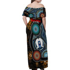 NAIDOC Week 2024 Aussie Aboriginal Family Matching Off Shoulder Maxi Dress and Hawaiian Shirt Sparks of Fire