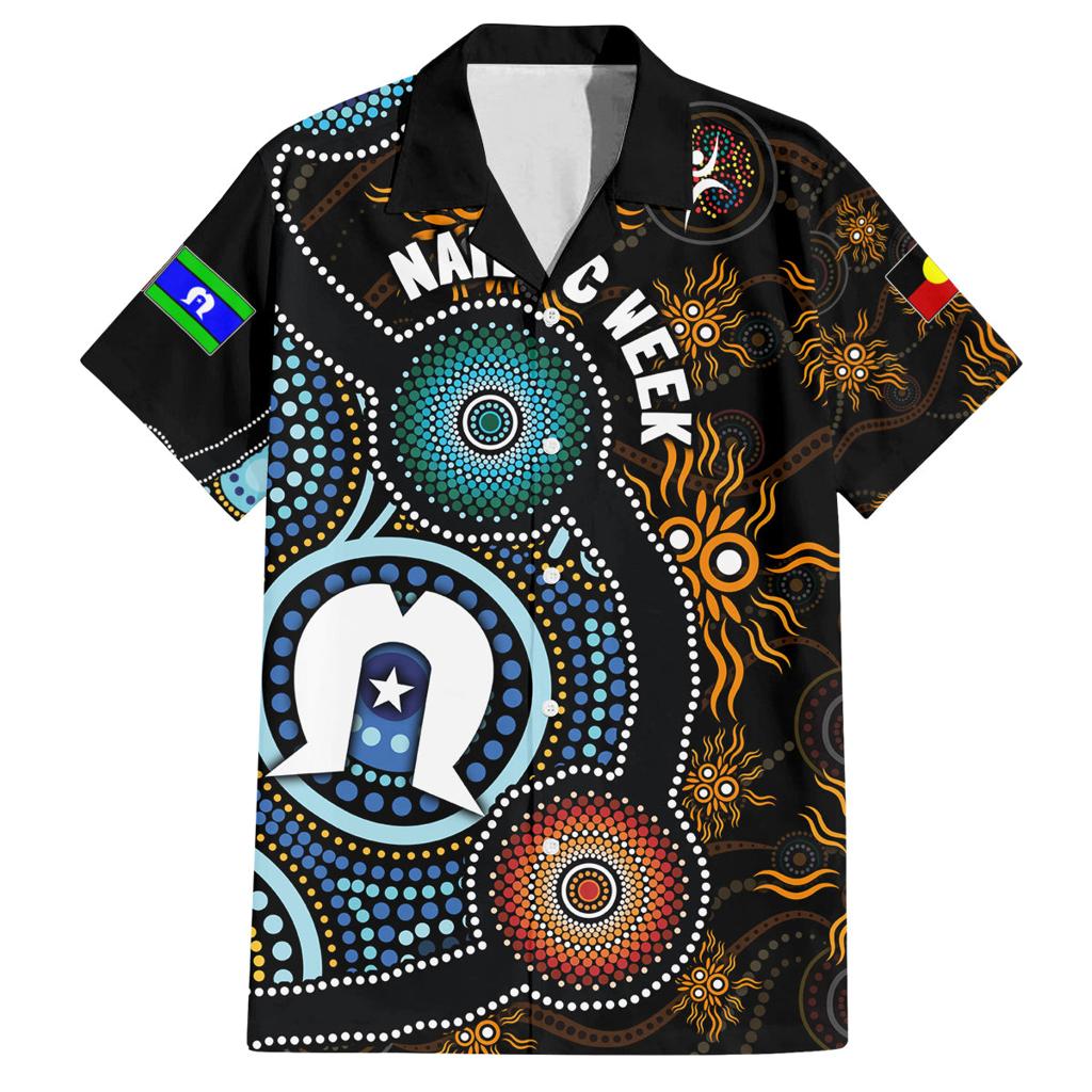NAIDOC Week 2024 Aussie Aboriginal Family Matching Off Shoulder Short Dress and Hawaiian Shirt Sparks of Fire