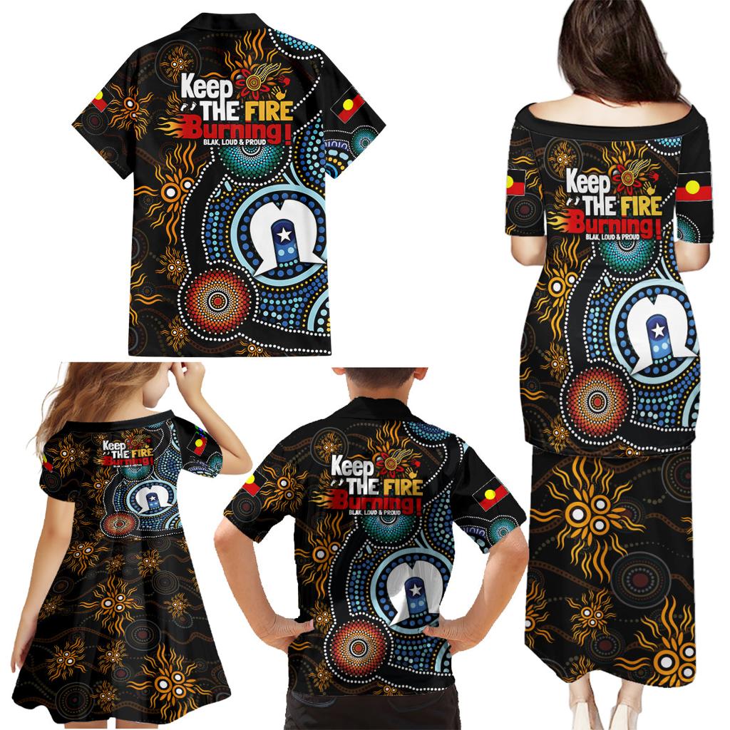 NAIDOC Week 2024 Aussie Aboriginal Family Matching Puletasi and Hawaiian Shirt Sparks of Fire