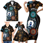 NAIDOC Week 2024 Aussie Aboriginal Family Matching Short Sleeve Bodycon Dress and Hawaiian Shirt Sparks of Fire