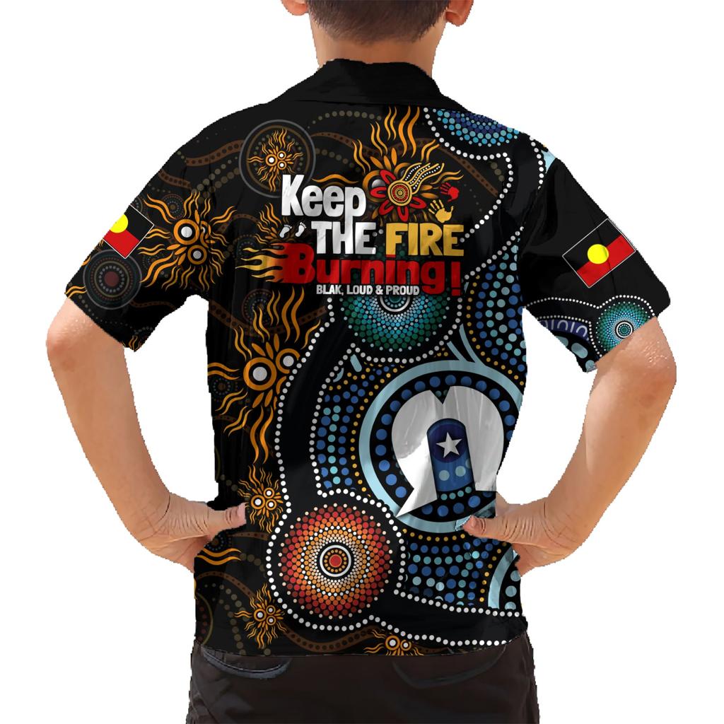 NAIDOC Week 2024 Aussie Aboriginal Family Matching Short Sleeve Bodycon Dress and Hawaiian Shirt Sparks of Fire