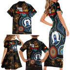 NAIDOC Week 2024 Aussie Aboriginal Family Matching Short Sleeve Bodycon Dress and Hawaiian Shirt Sparks of Fire