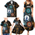 NAIDOC Week 2024 Aussie Aboriginal Family Matching Summer Maxi Dress and Hawaiian Shirt Sparks of Fire