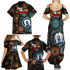 NAIDOC Week 2024 Aussie Aboriginal Family Matching Summer Maxi Dress and Hawaiian Shirt Sparks of Fire