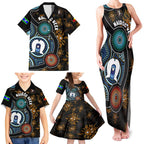 NAIDOC Week 2024 Aussie Aboriginal Family Matching Tank Maxi Dress and Hawaiian Shirt Sparks of Fire