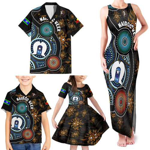 NAIDOC Week 2024 Aussie Aboriginal Family Matching Tank Maxi Dress and Hawaiian Shirt Sparks of Fire