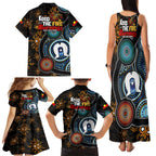 NAIDOC Week 2024 Aussie Aboriginal Family Matching Tank Maxi Dress and Hawaiian Shirt Sparks of Fire