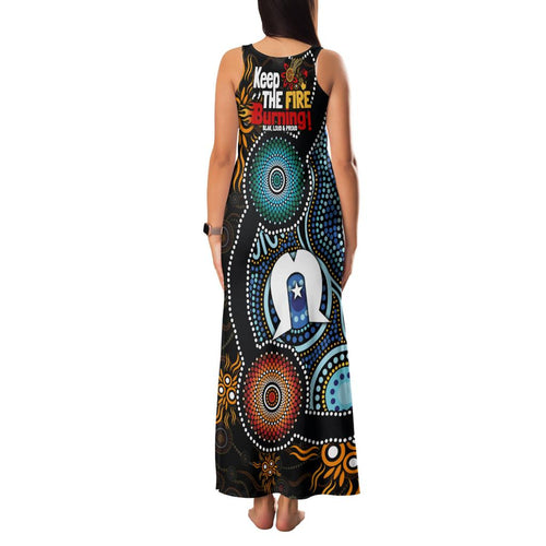 NAIDOC Week 2024 Aussie Aboriginal Family Matching Tank Maxi Dress and Hawaiian Shirt Sparks of Fire
