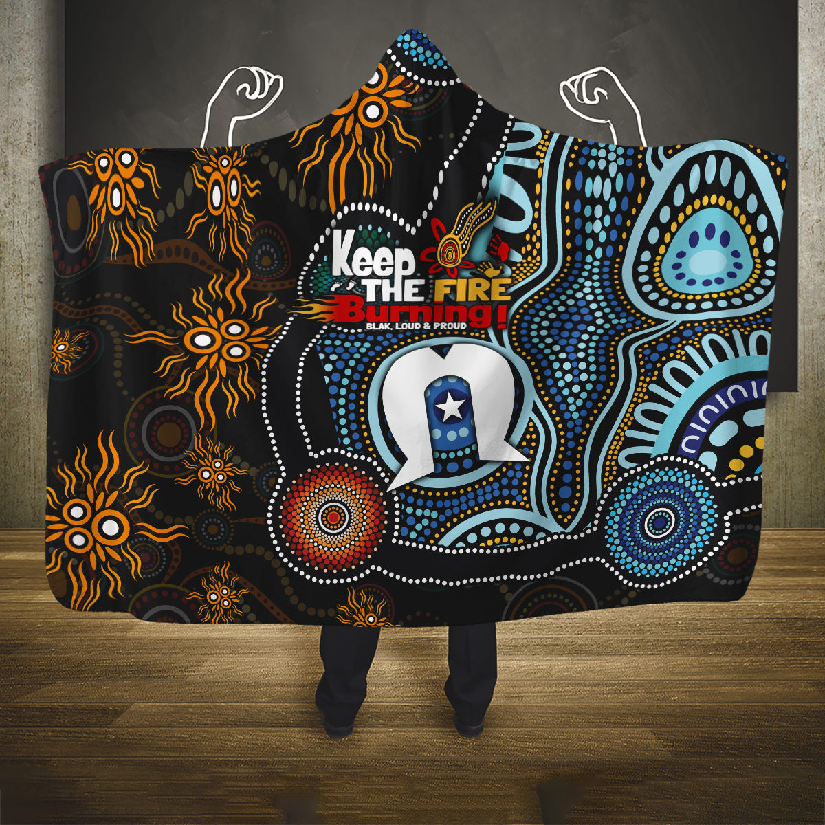 NAIDOC Week 2024 Aussie Aboriginal Hooded Blanket Sparks of Fire