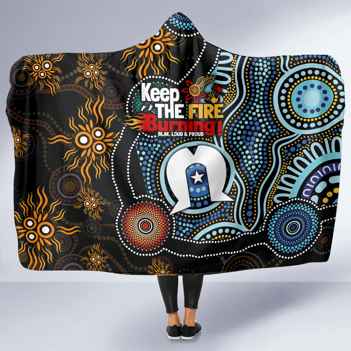 NAIDOC Week 2024 Aussie Aboriginal Hooded Blanket Sparks of Fire