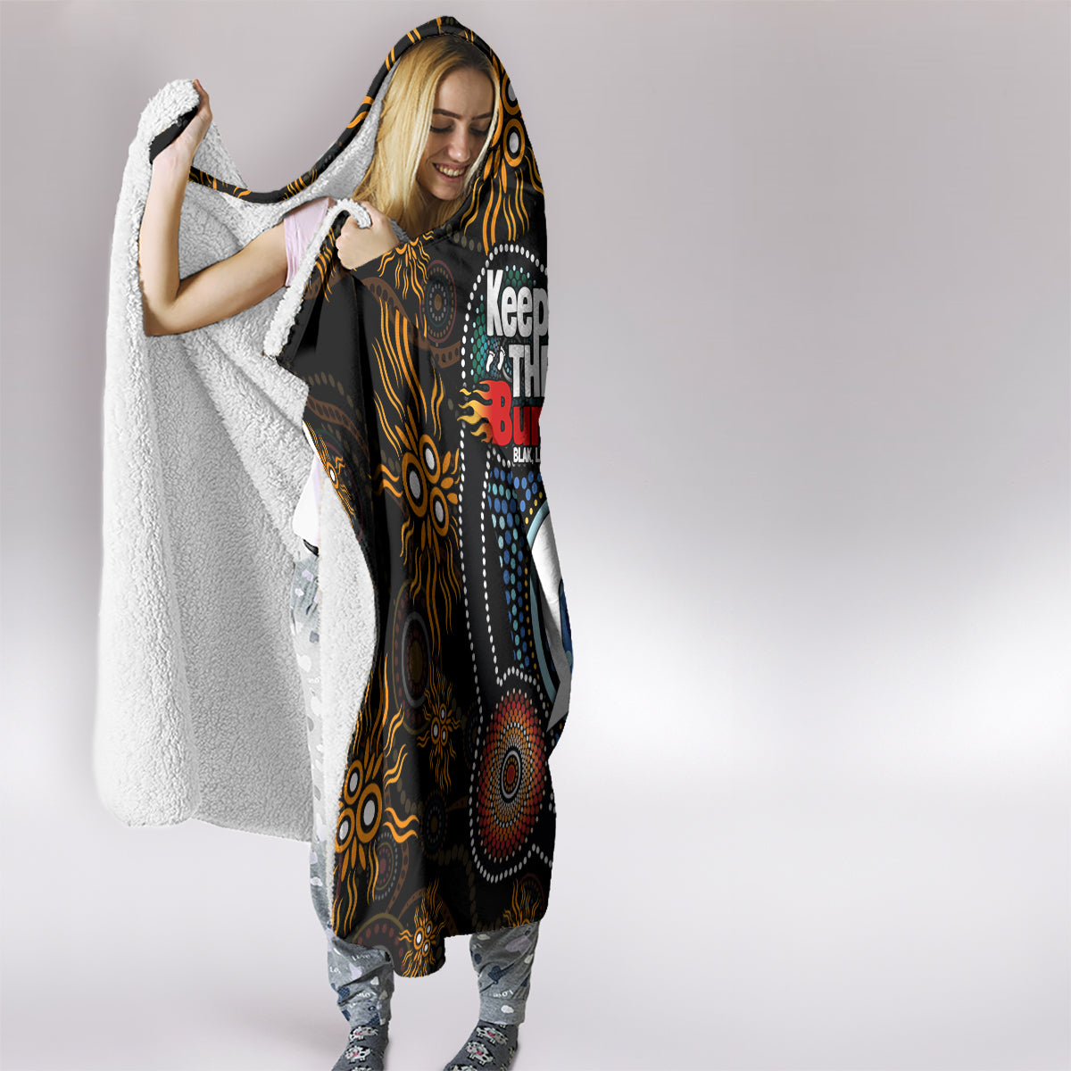 NAIDOC Week 2024 Aussie Aboriginal Hooded Blanket Sparks of Fire